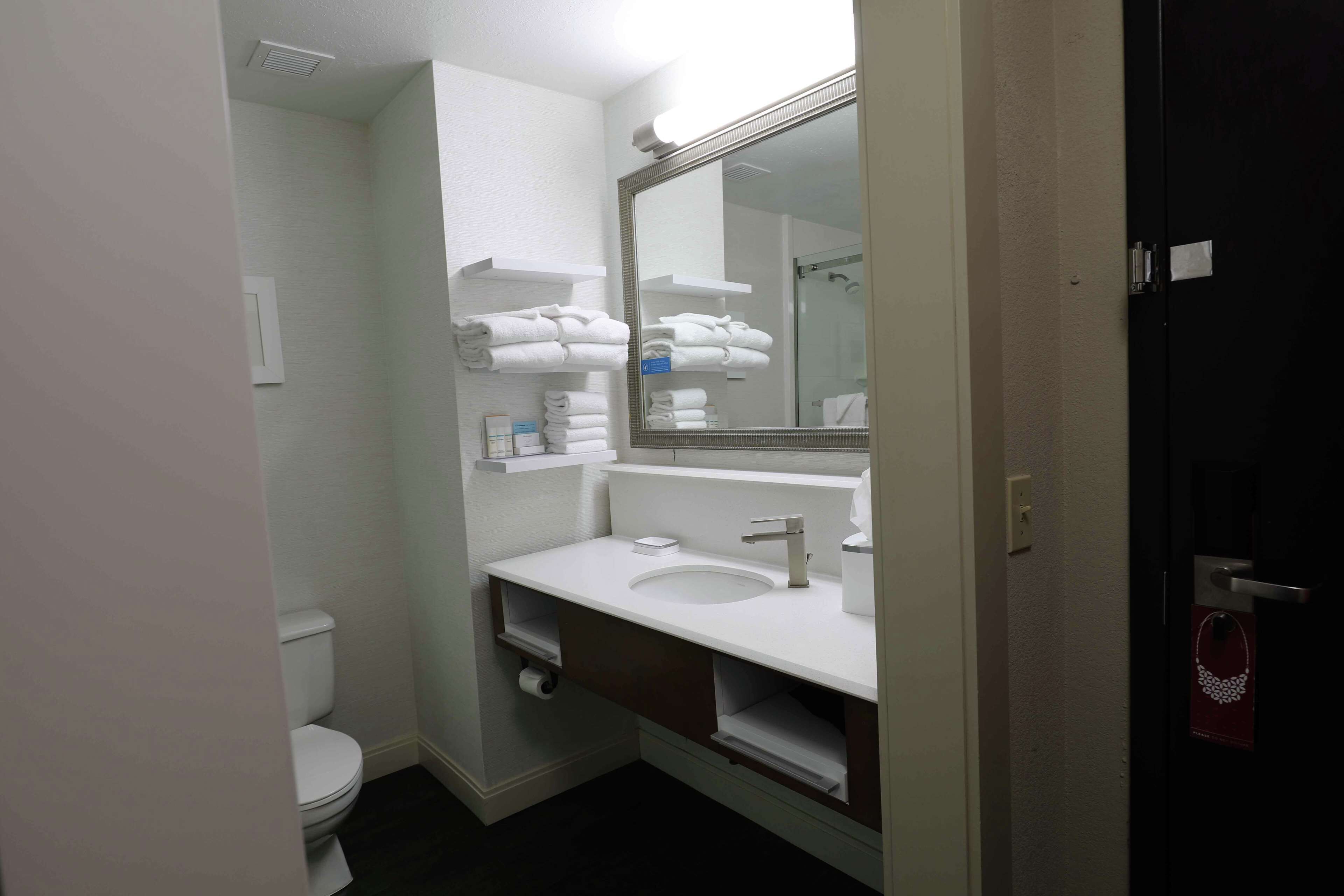 two queen beds non smoking | bathroom | free toiletries, hair dryer, towels