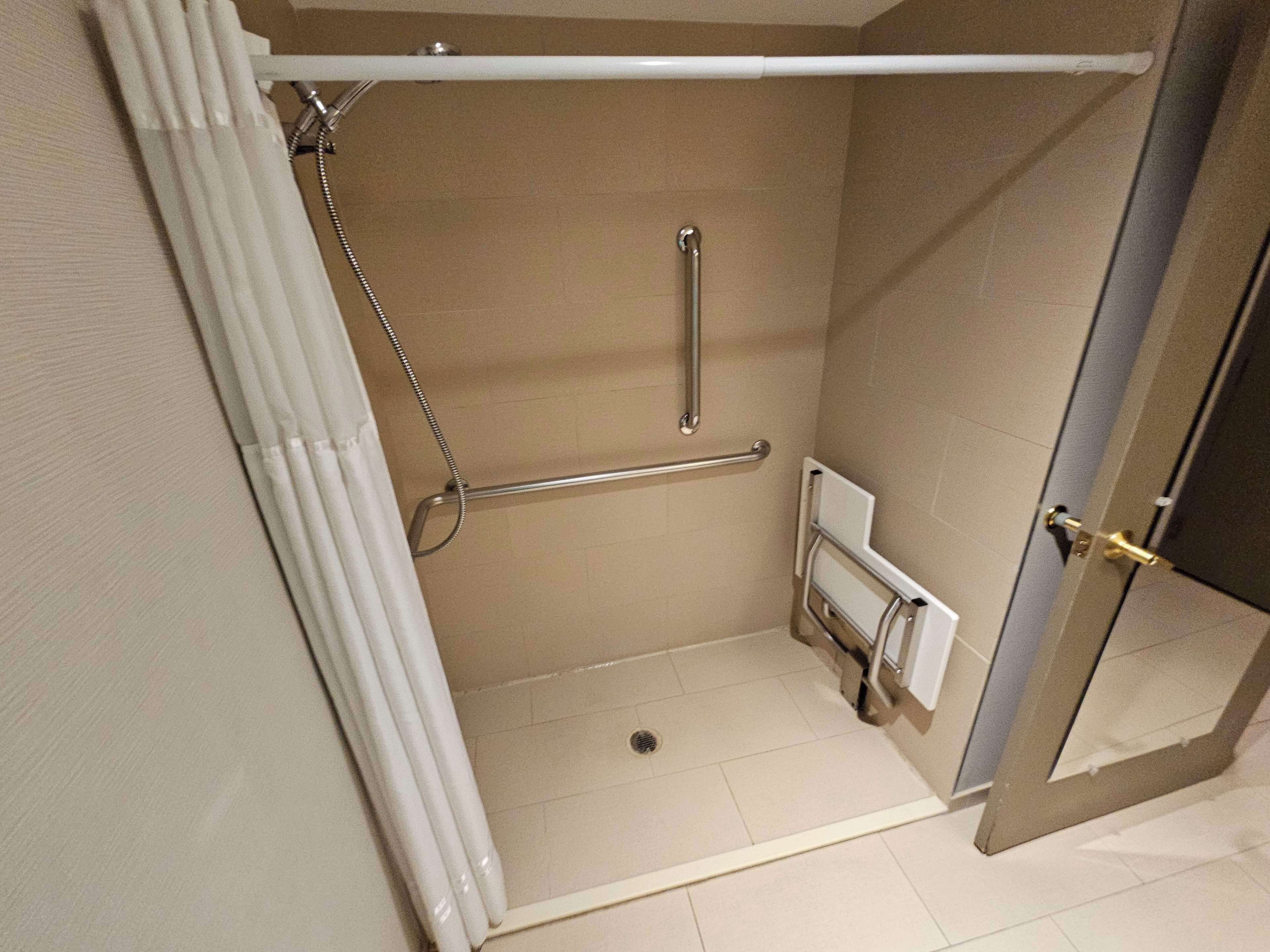 standard room, 1 king bed, accessible, non smoking | bathroom | combined shower/bathtub, designer toiletries, hair dryer, towels