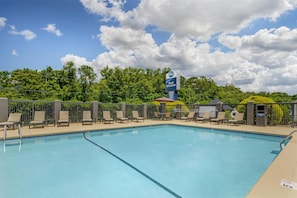 Outdoor pool, pool loungers