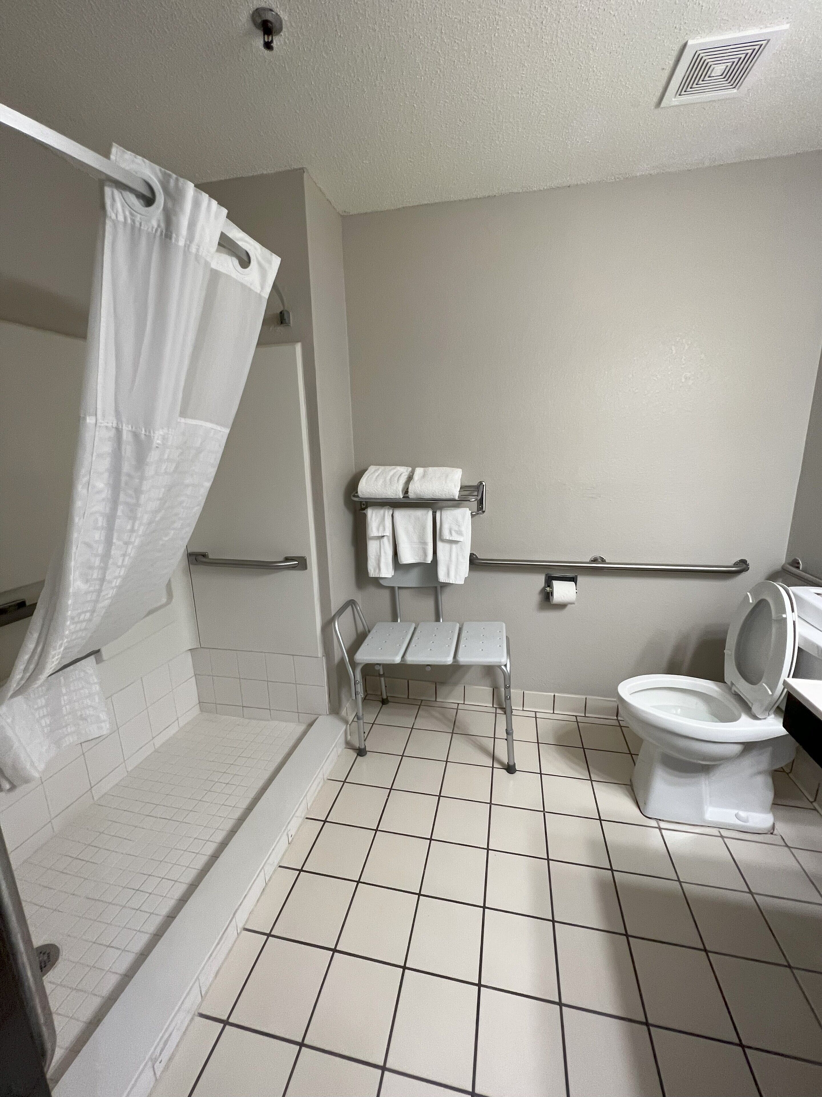 Room, 1 Queen Bed, Non Smoking, Ground Floor (Mobility, Hearing) | Bathroom | Shower, hair dryer, towels