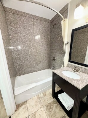 Combined shower/tub, deep soaking tub, free toiletries, hair dryer - Days Inn by Wyndham St. Charles IL (St. Charles)