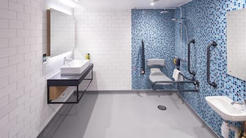 Kamar Standar, 1 Tempat Tidur King, akses difabel | Kamar mandi | Kombinasi shower/bathtub, pengering rambut, dan handuk