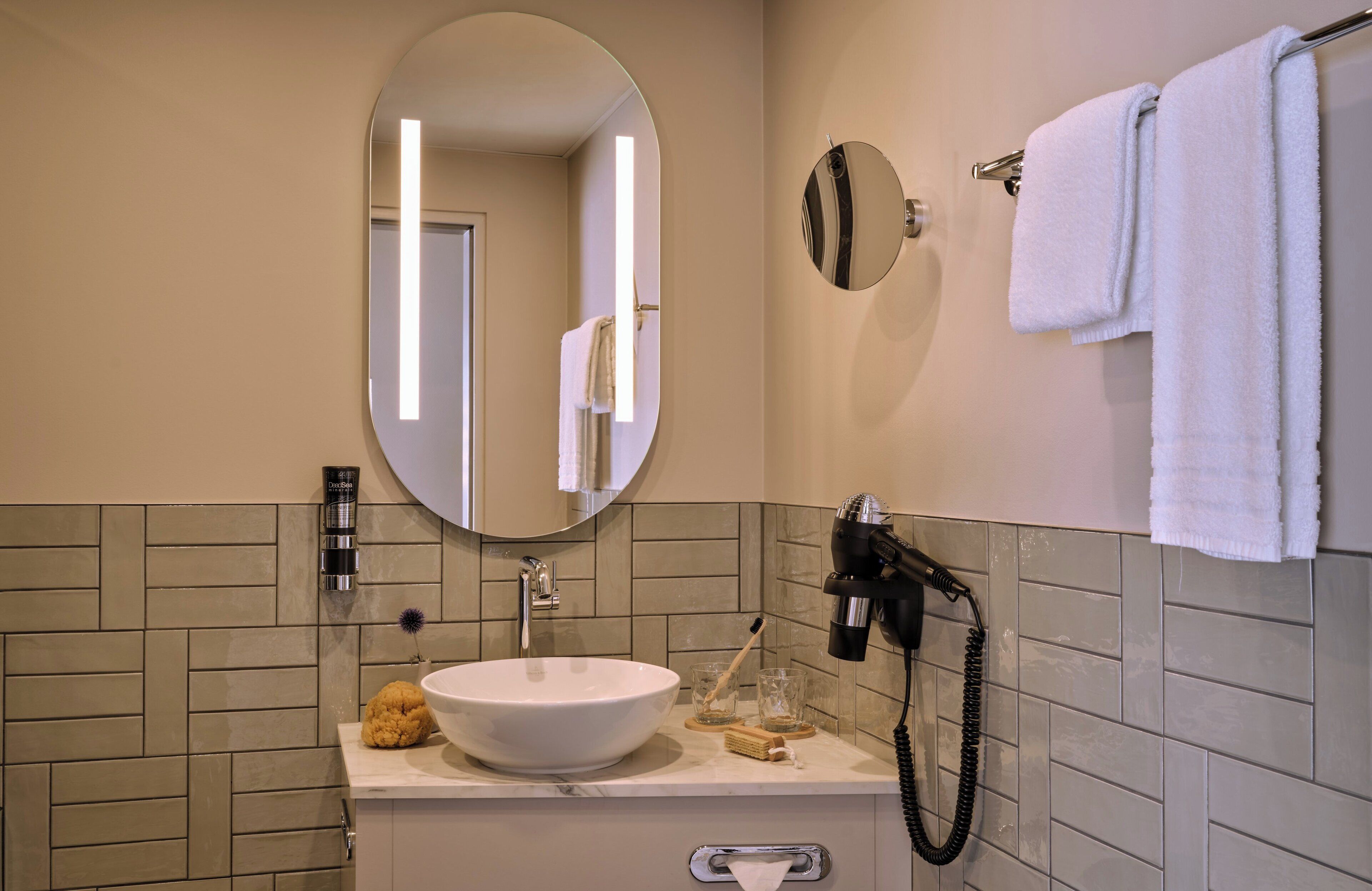 shower, eco-friendly toiletries, hair dryer, slippers