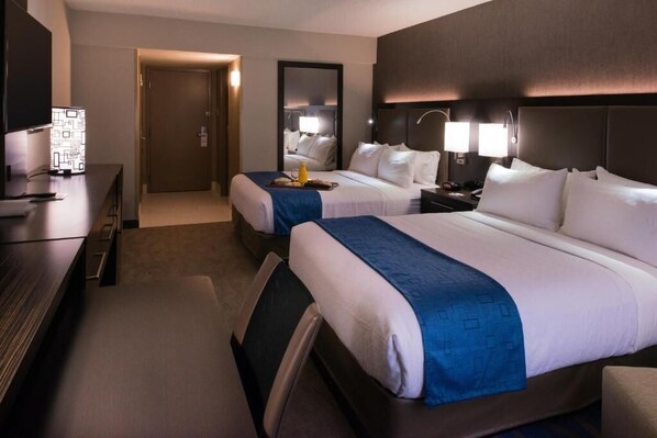 Hypo-allergenic bedding, down comforters, in-room safe, desk