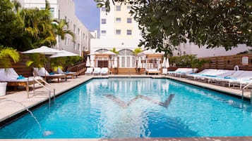 Outdoor pool, open 8 AM to 8 PM, pool cabanas (surcharge)