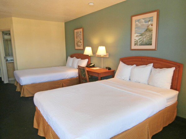 Desk, free WiFi, bed sheets, alarm clocks