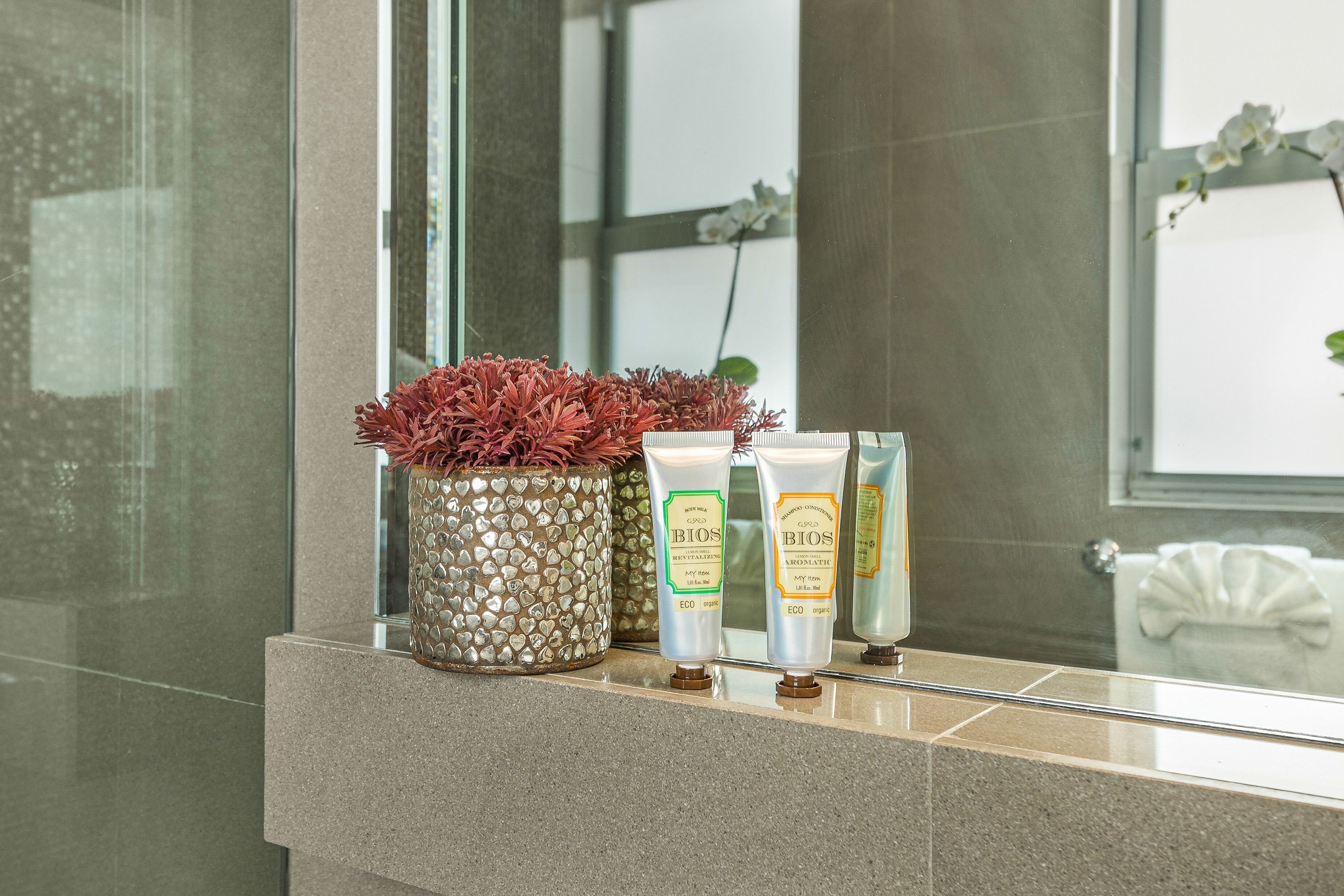 shower, rainfall showerhead, free toiletries, hair dryer