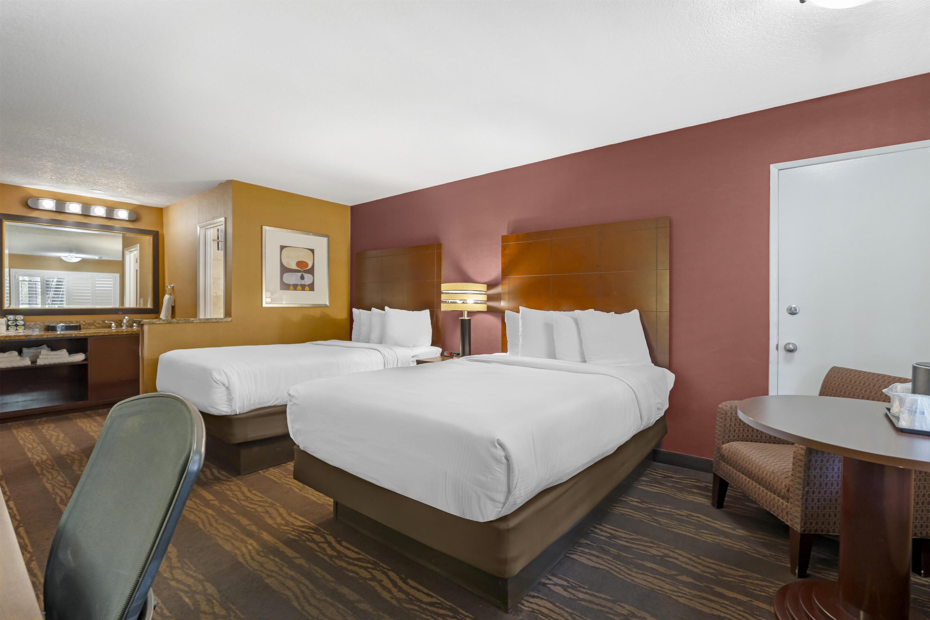 Standard Room, 2 Double Beds, Non Smoking, Refrigerator & Microwave | Desk, iron/ironing board, free cribs/infant beds, rollaway beds