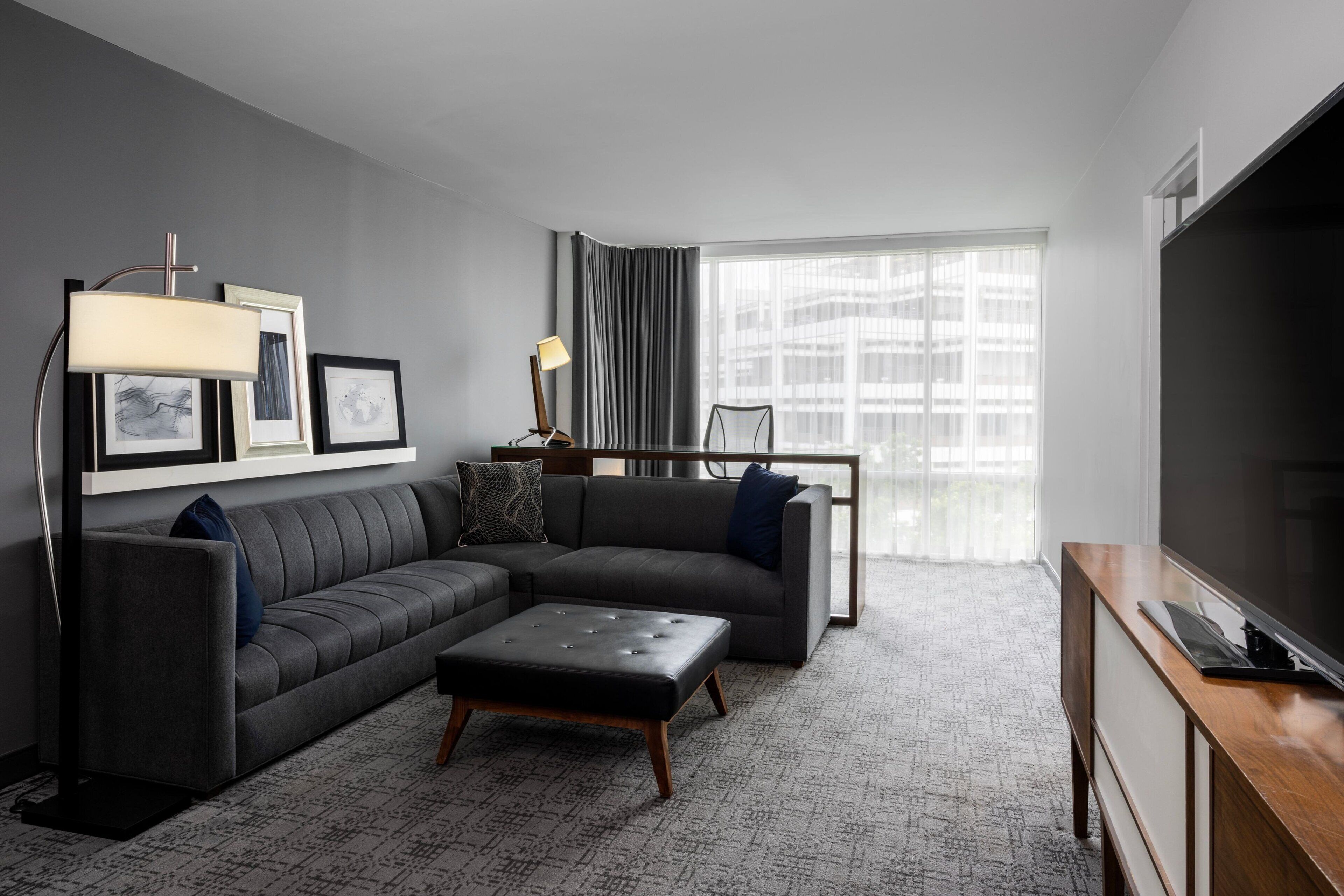 lcd tv, ipod dock, books, pay films