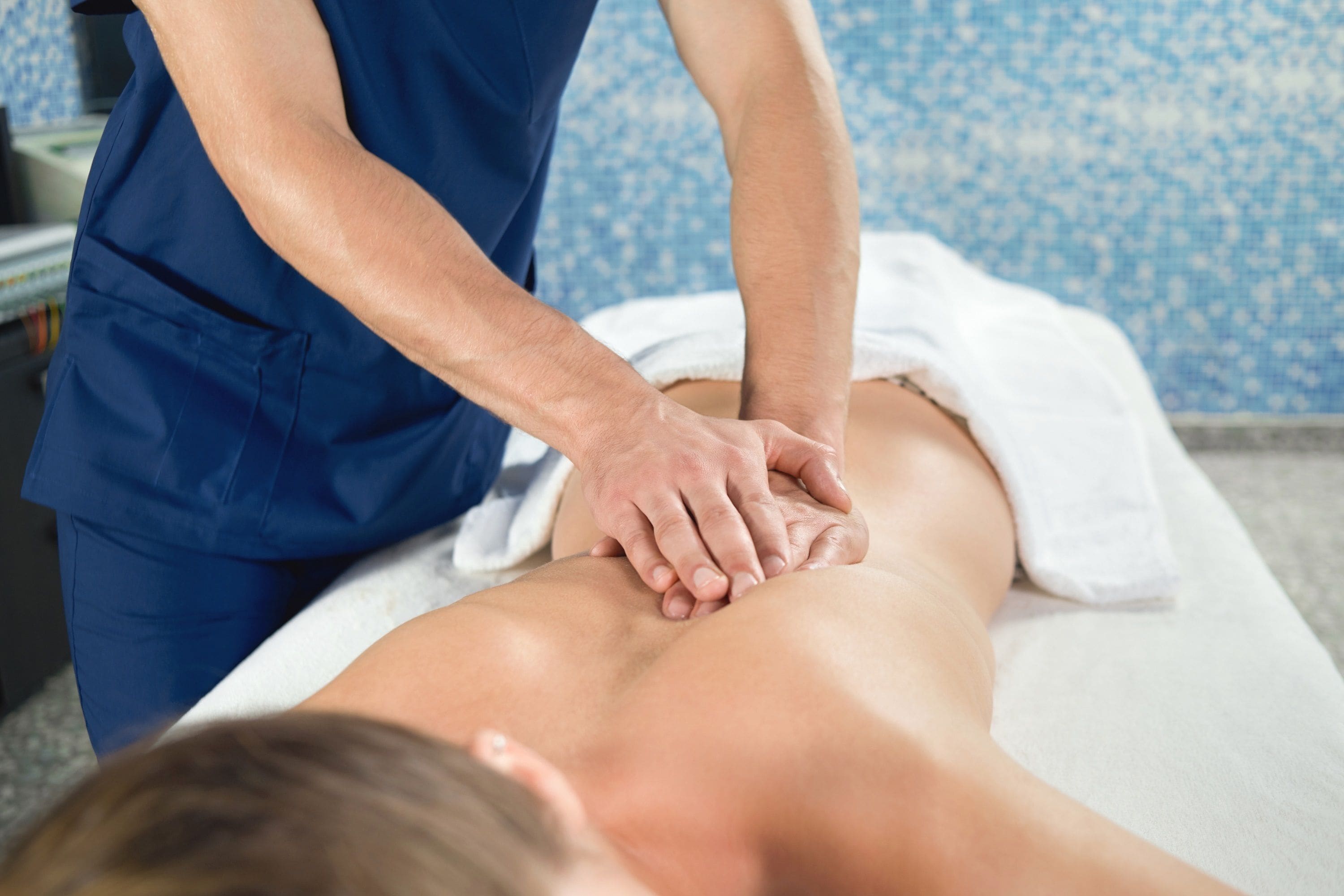 A massage therapy session in progress.