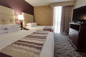 1 bedroom, desk, blackout drapes, iron/ironing board