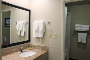 Free toiletries, hair dryer, towels, soap