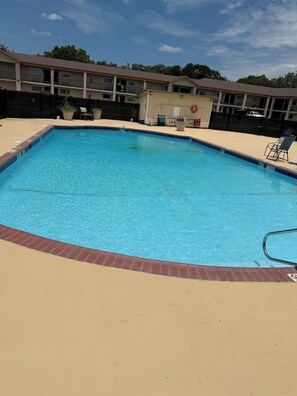 Outdoor pool, sun loungers