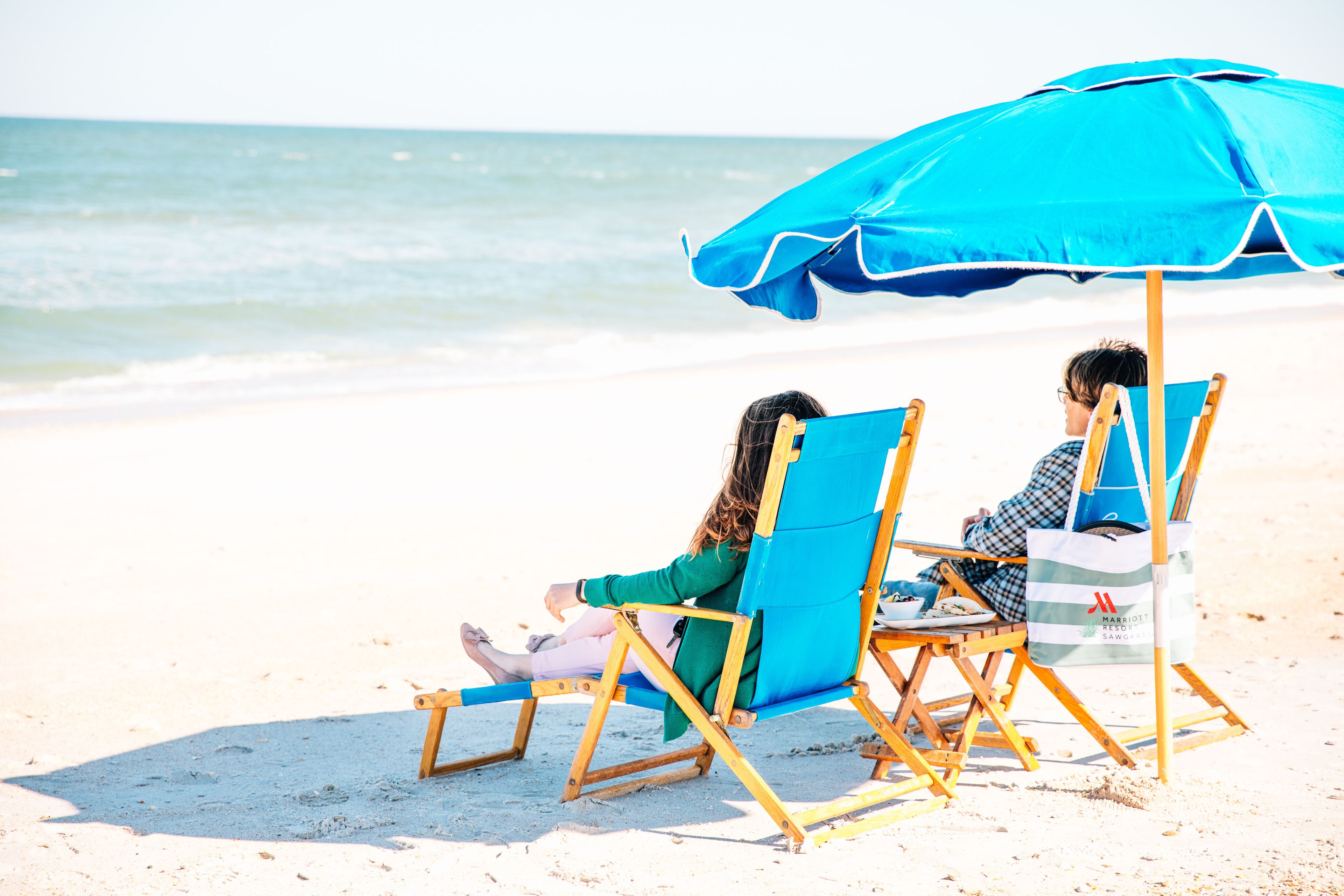 Privat strand, gratis transport till/från stranden och solstolar