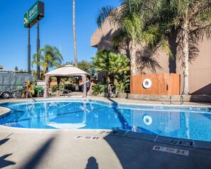 Outdoor pool, pool umbrellas, sun loungers - Quality Inn & Suites Cameron Park Shingle Springs (Shingle Springs)