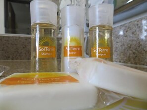 Free toiletries, hair dryer, towels