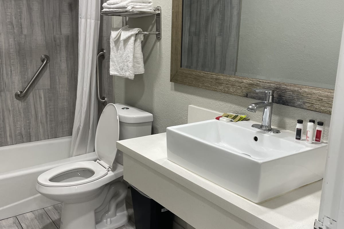 elite studio suite | bathroom | free toiletries, hair dryer, towels