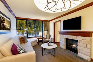 Suite, Fireplace (Forest View) | Living area | TV, video game console, ping pong, pay films - Everline Resort and Spa, Lake Tahoe (Olympic Valley)