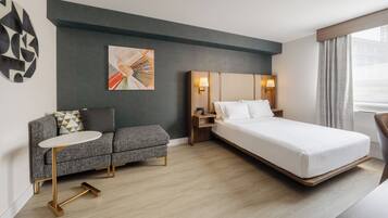Egyptian cotton sheets, down comforters, pillowtop beds, desk