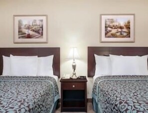 Room, 2 Double Beds, Non Smoking | Desk, laptop workspace, blackout drapes, iron/ironing board - Days Inn by Wyndham Indianapolis Northeast (Indianapolis)