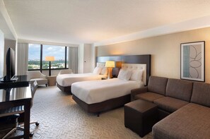 Room, 2 Double Beds, City View, Corner (Oversized) | Living area | 37-inch LCD TV with cable channels, TV