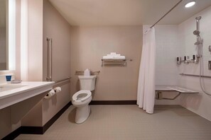 Room, 1 King Bed | Bathroom | Hair dryer, towels
