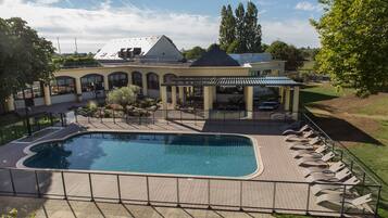 Seasonal outdoor pool, open 10 AM to 10 PM, sun loungers