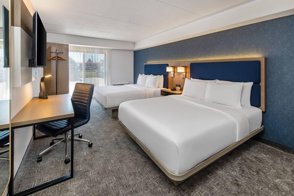 Room, 2 Queen Beds, Non Smoking, Ground Floor | Premium bedding, pillow-top beds, desk, blackout curtains