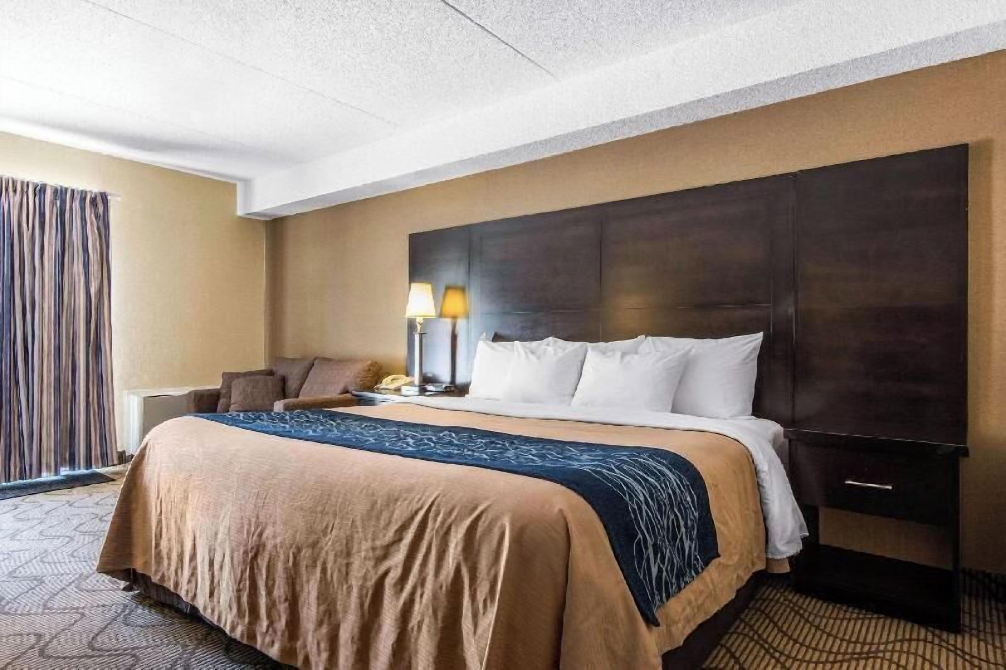 Premium bedding, pillow-top beds, desk, blackout curtains