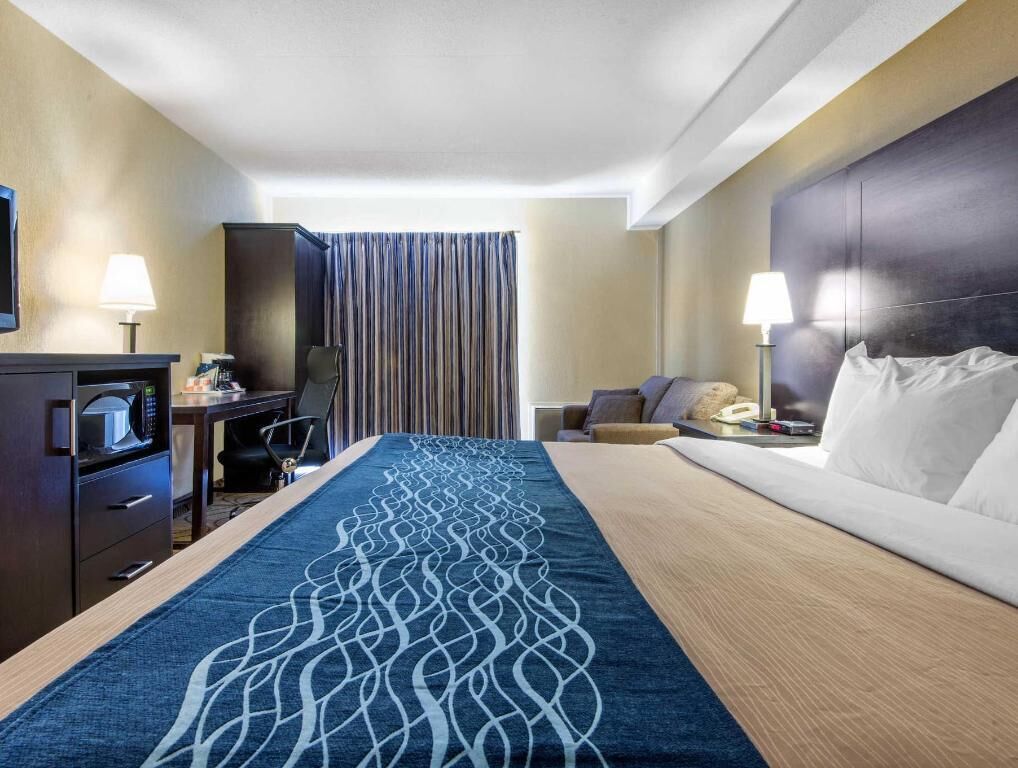 Premium bedding, pillow-top beds, desk, blackout curtains