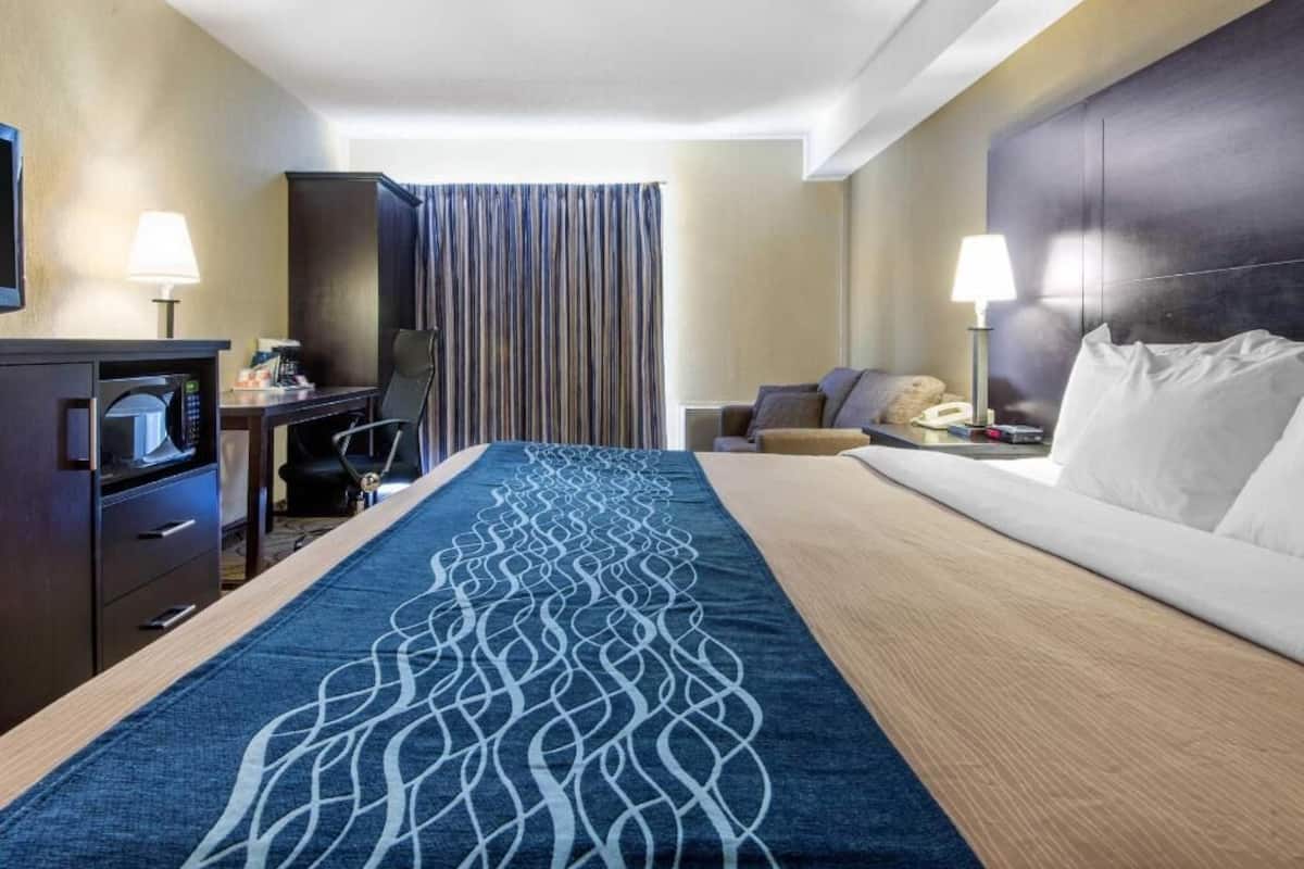 Premium bedding, pillow-top beds, desk, blackout curtains