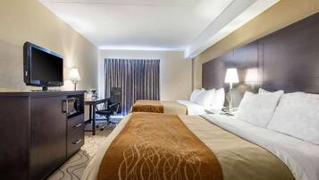 Premium bedding, pillow-top beds, desk, blackout curtains