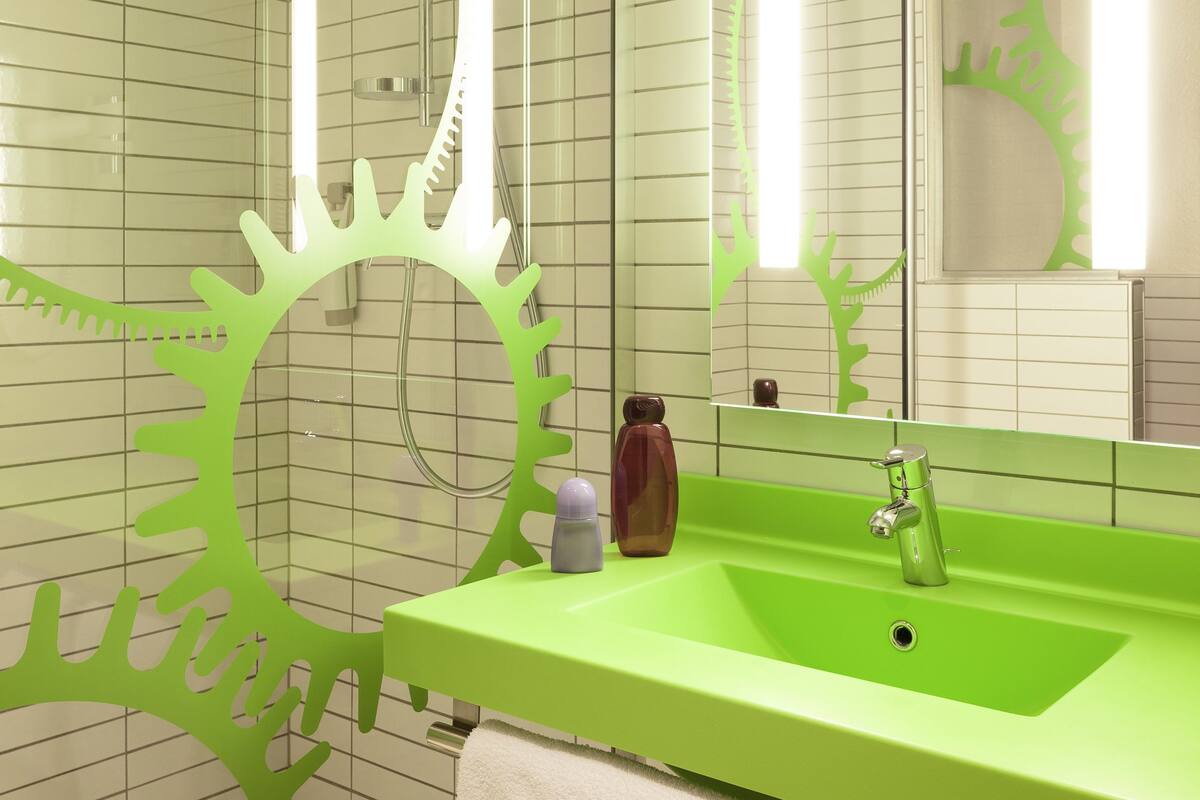 shower, eco-friendly toiletries, hair dryer, towels