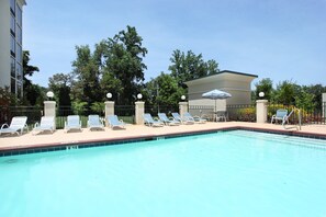 Indoor pool, seasonal outdoor pool, pool umbrellas, sun loungers