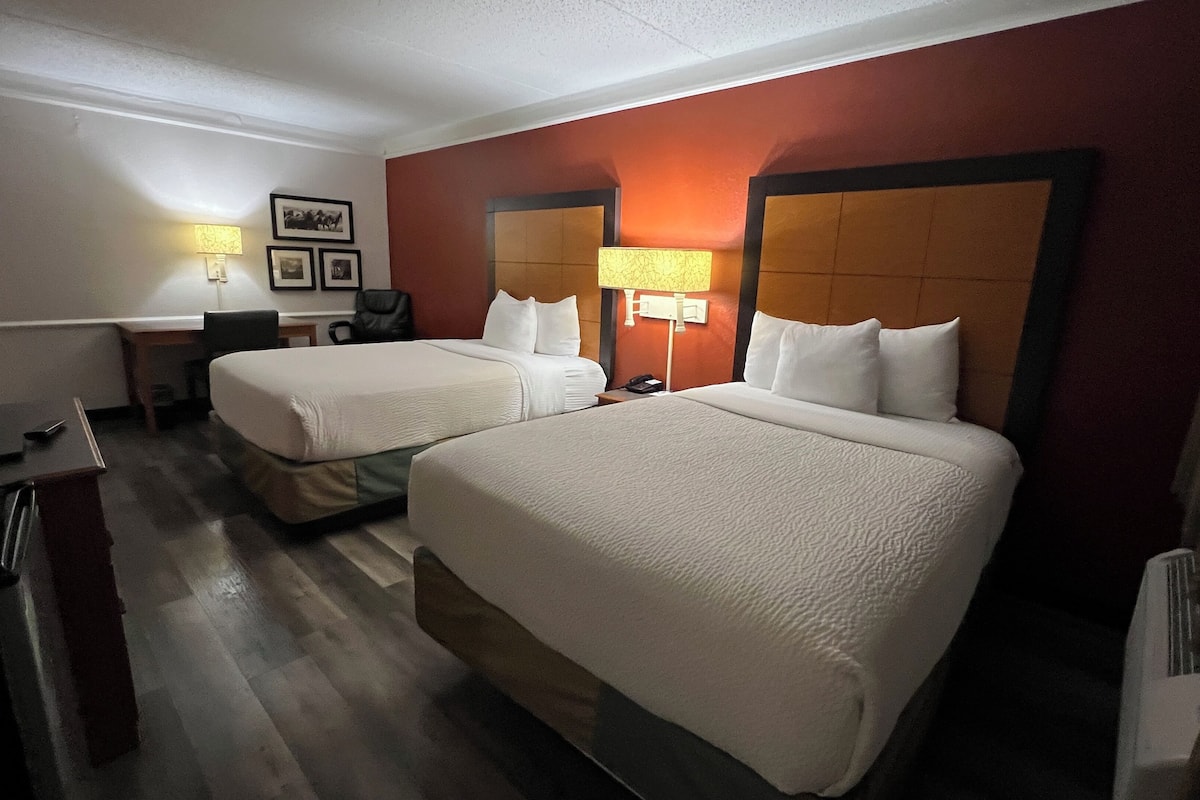Room, 2 Double Beds, Accessible, Non Smoking (Mobility, Roll-In Shower) | Premium bedding, desk, laptop workspace, blackout curtains