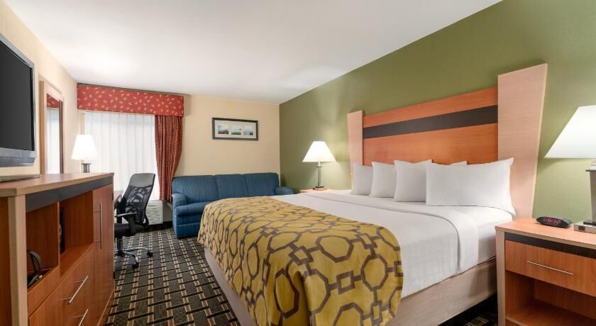 In-room safe, desk, laptop workspace, blackout curtains