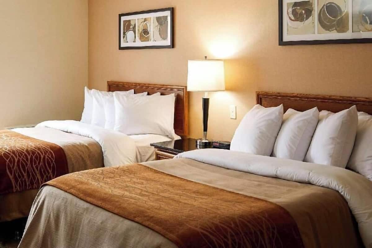 Premium bedding, pillowtop beds, desk, blackout drapes