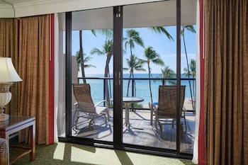 Premium bedding, in-room safe, desk, blackout drapes at OUTRIGGER Waikiki Beach Resort