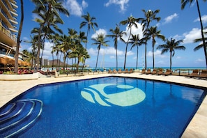 Outdoor pool, open 8:00 AM to 8:00 PM, pool umbrellas, pool loungers
