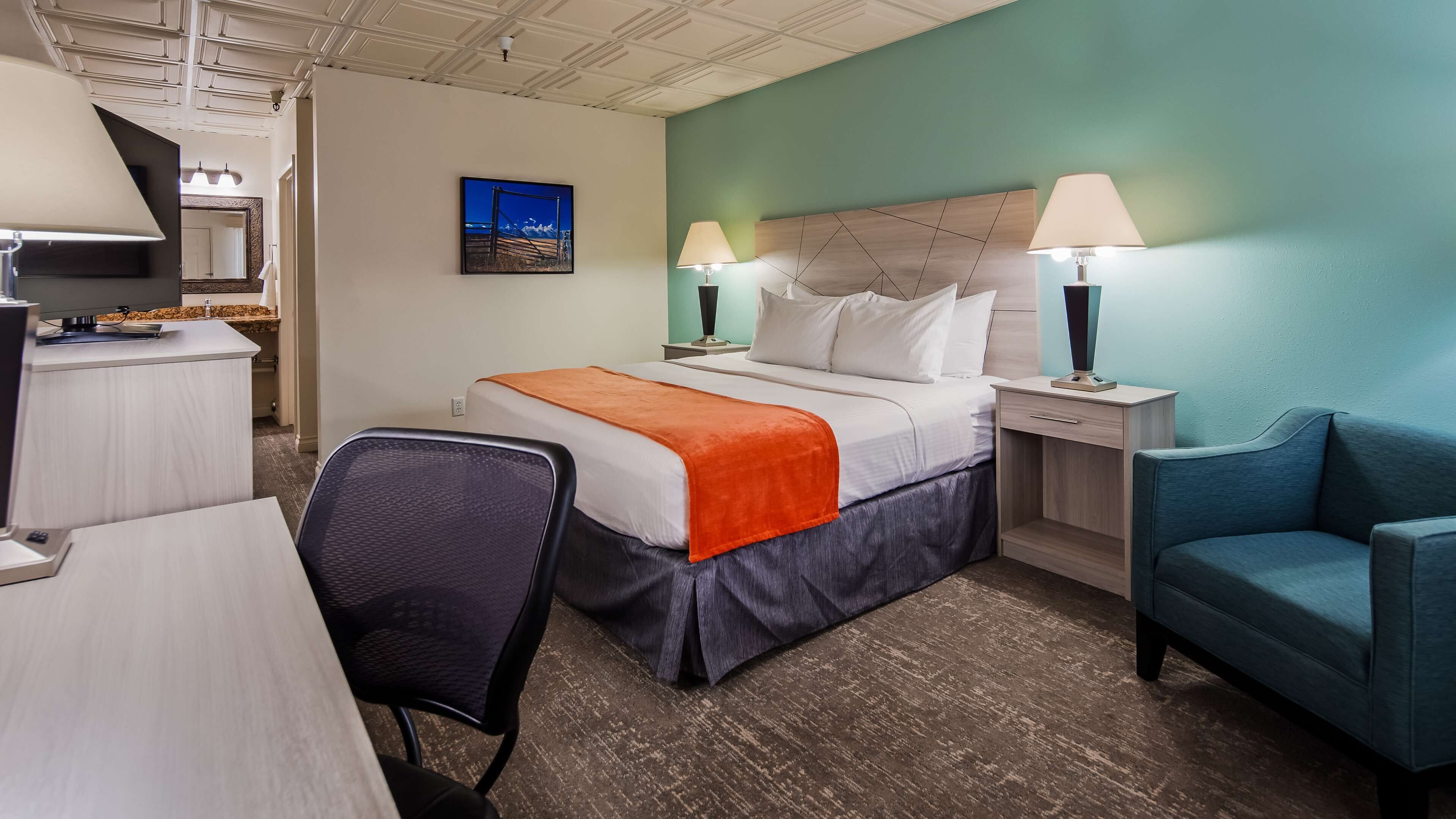 desk, blackout curtains, iron/ironing board, free cots/infant beds