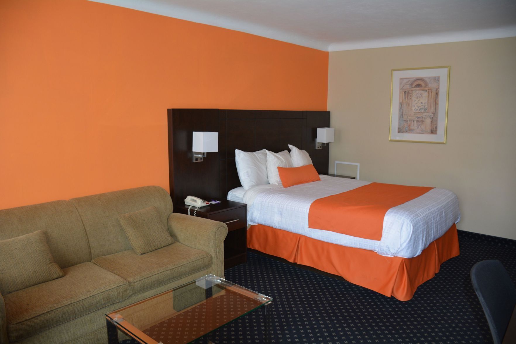 Premium bedding, Select Comfort beds, desk, laptop workspace