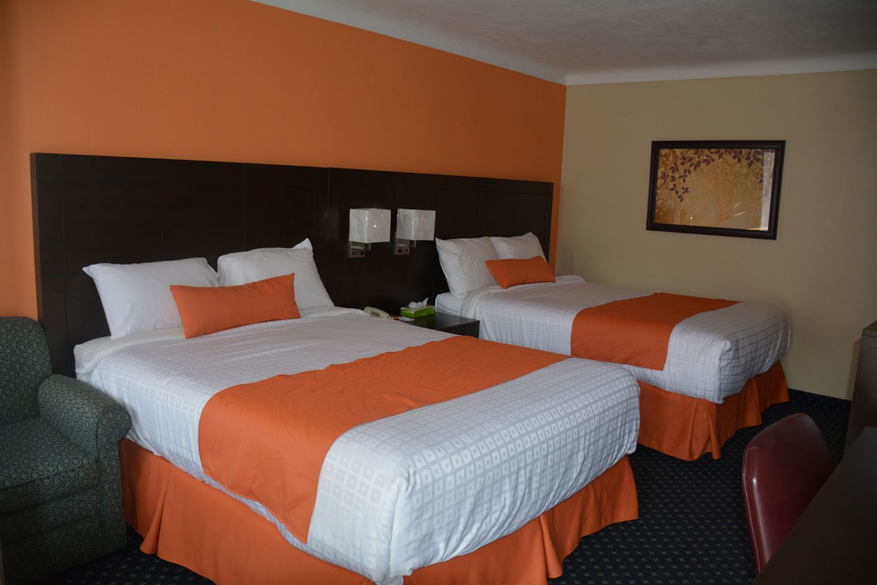Premium bedding, Select Comfort beds, desk, laptop workspace