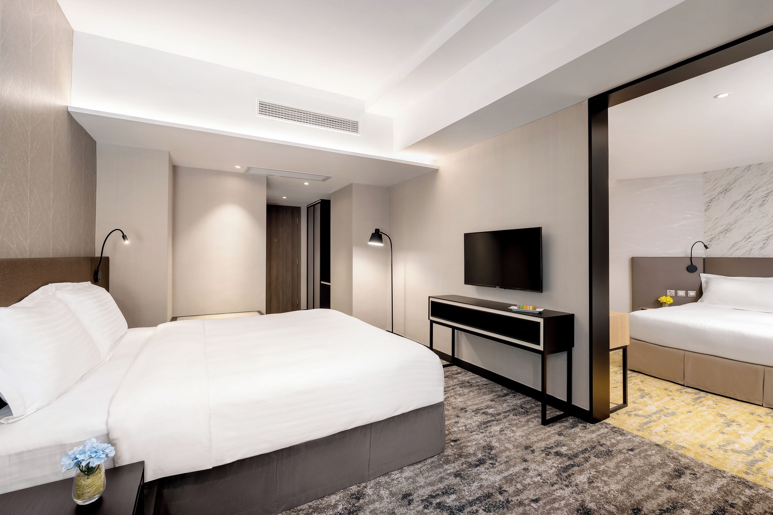 premier family quintuple room | living area | 40-inch tv with cable channels, pay films