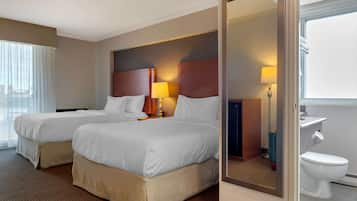 Standard Room, 2 Double Beds, Balcony, River View | Frette Italian sheets, premium bedding, down comforters