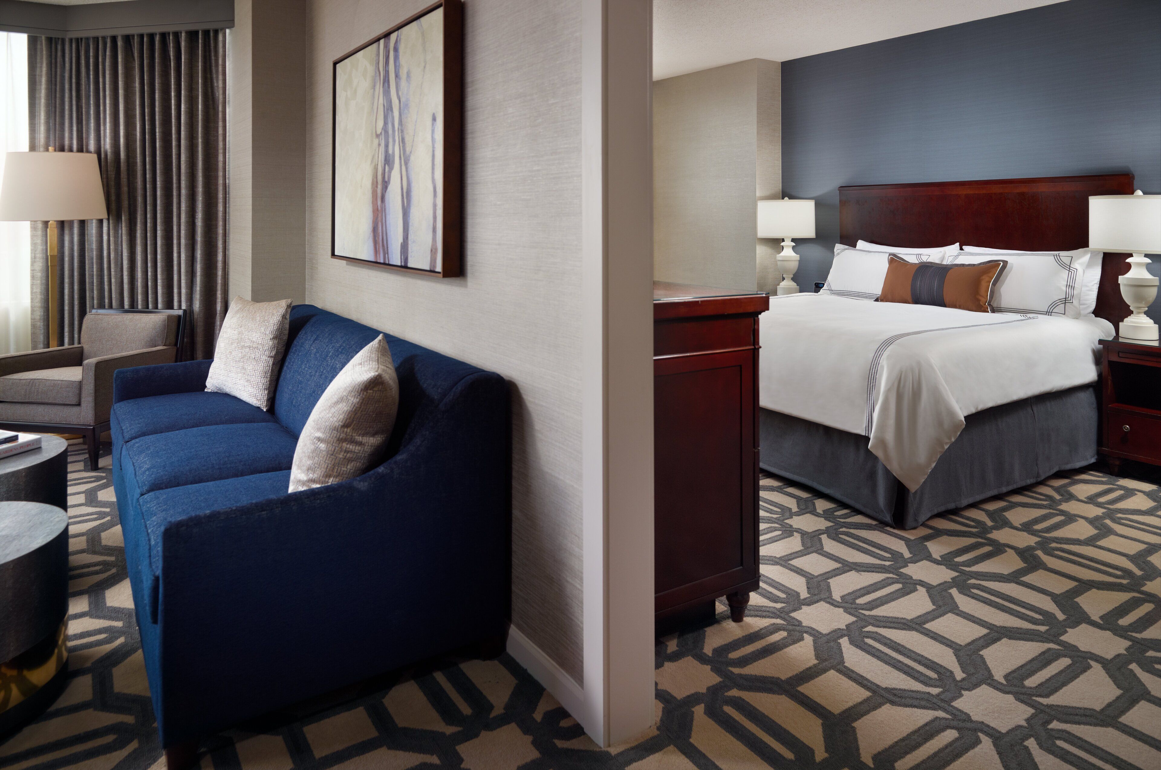 Premium bedding, down comforters, pillowtop beds, in-room safe