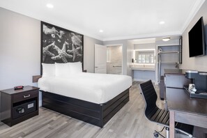 Basic Room, 1 King Bed, Accessible Bathtub, Sofabed not included | Bathroom | Combined shower/bathtub, hair dryer, towels, soap