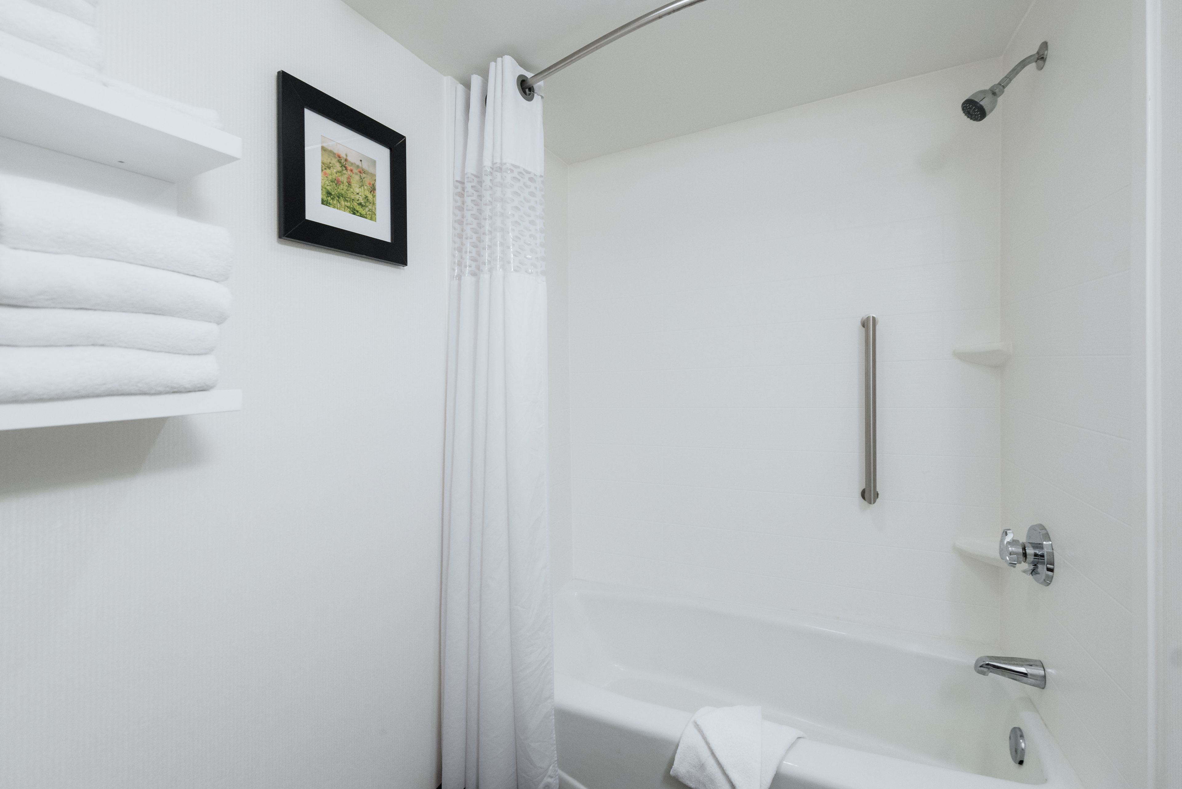 room, 1 king bed, non smoking, refrigerator & microwave | bathroom shower