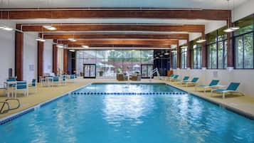 Indoor pool, open 9:00 AM to 11:00 PM, sun loungers