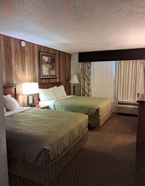Desk, laptop workspace, blackout drapes, free WiFi