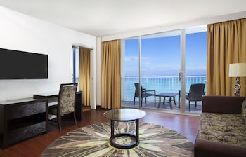 Suite, 1 Bedroom, Oceanfront | Living area | LCD TV at Park Shore Waikiki